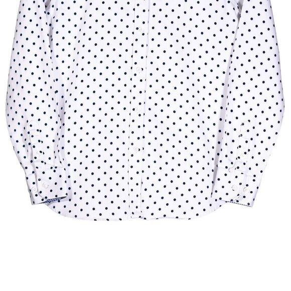 Chaps Ralph Lauren Women's Shirt Button Up White Polka Dot Preppy Blouse Top PS - Picture 5 of 8